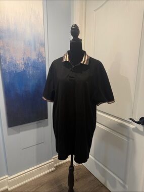 Salvatore Ferragamo Black Polo with Striped Collar